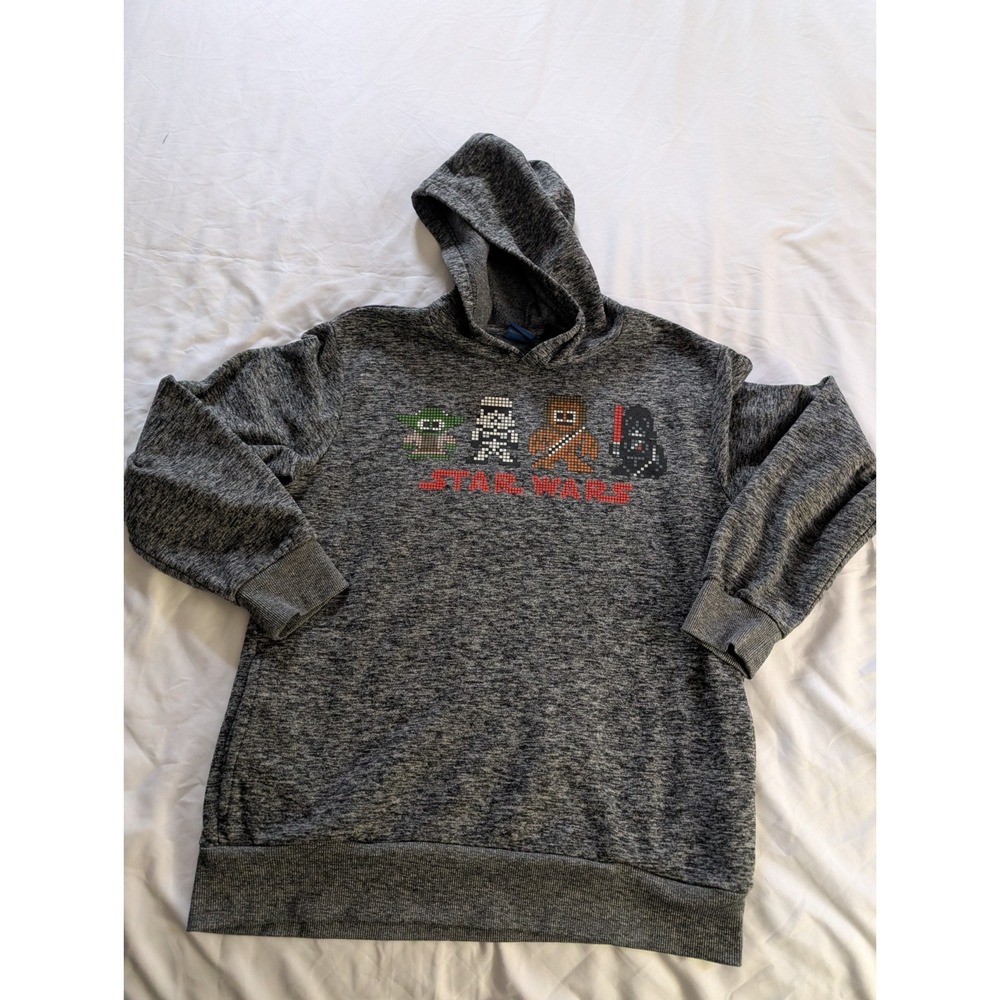 Star Wars Kid's Large Gray Hoodie Sweatshirt With Graphic Print‎ Lego Figures